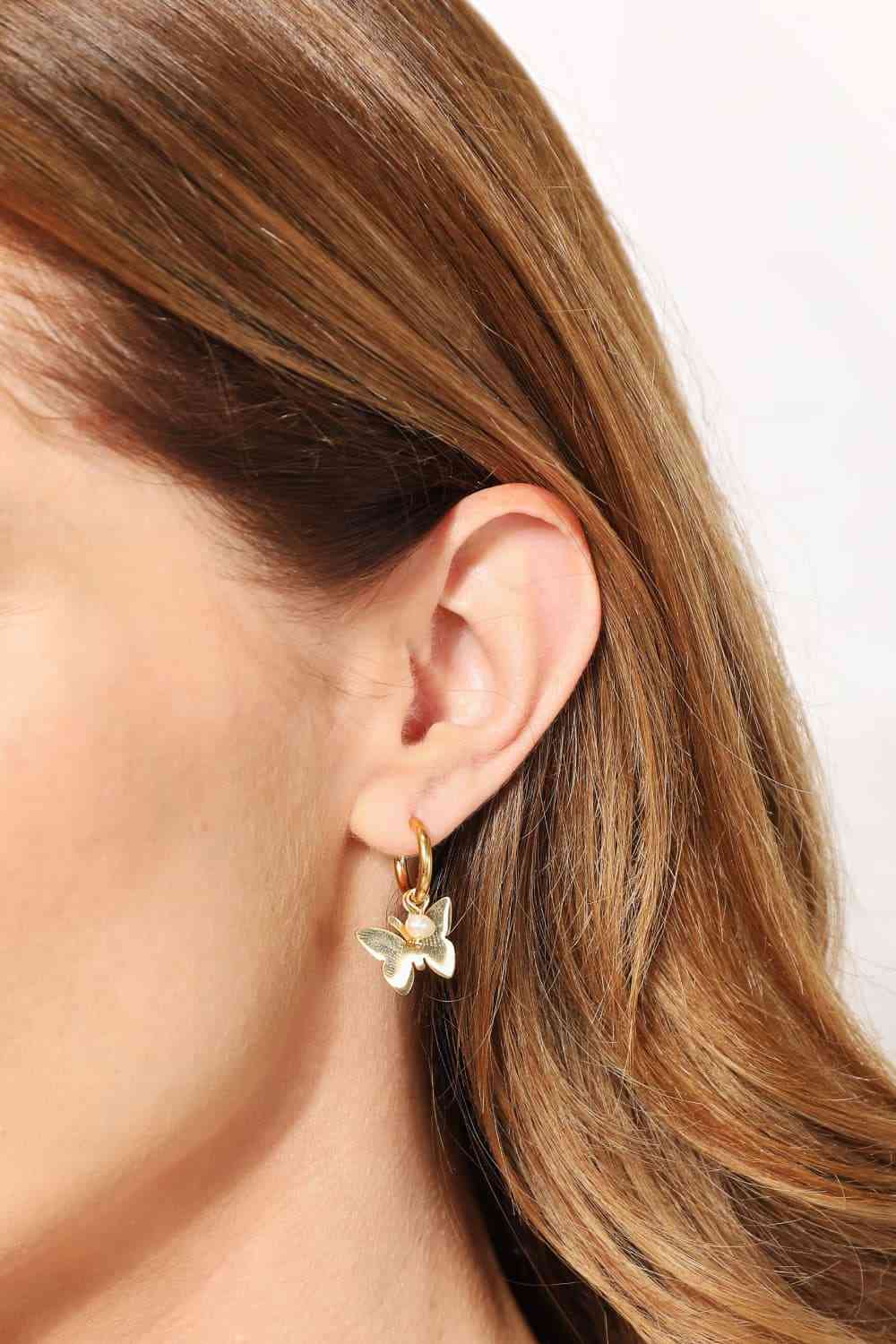 Adored Butterfly Earrings Stainless GoldaMae Steel Boutique Rose –